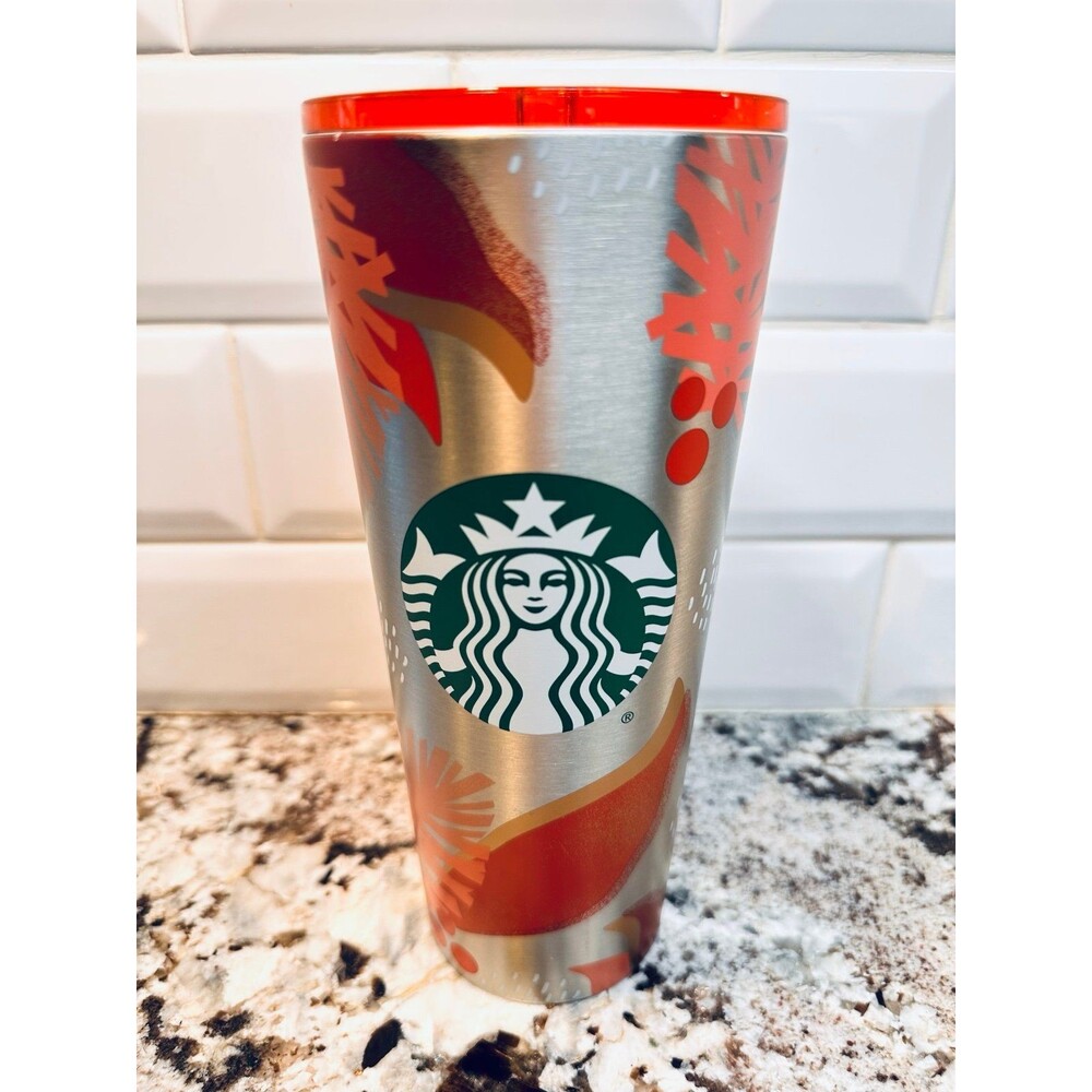 STARBUCKS 2019 Christmas STAINLESS STEEL TUMBLER 24 oz HOLLY HOLIDAY